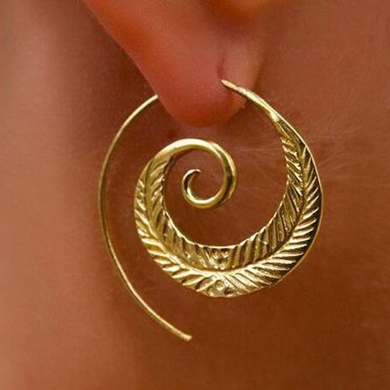 Vintage Spiral Golden Earrings