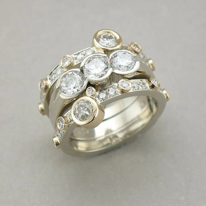 Vintage Zirconia Bright Layered Ring