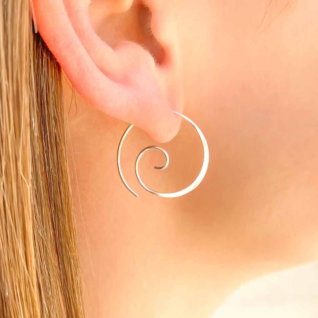 Silver Boho Spiral Earrings