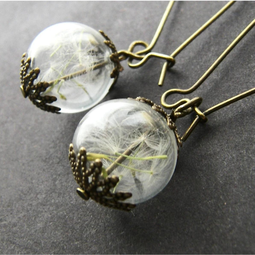 Dandelion Earrings in Antique Gold