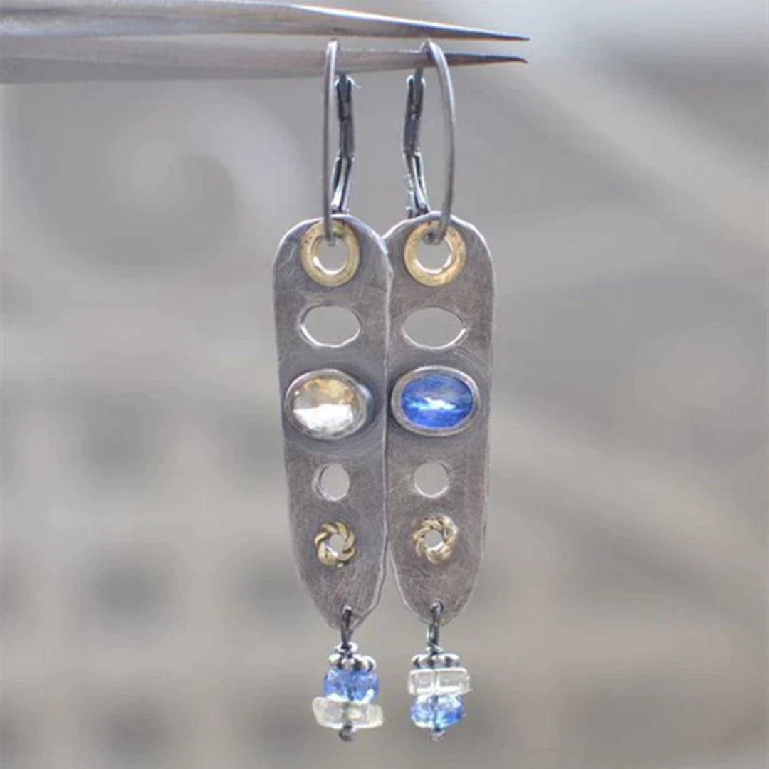 Vintage Blue Hollow Earrings