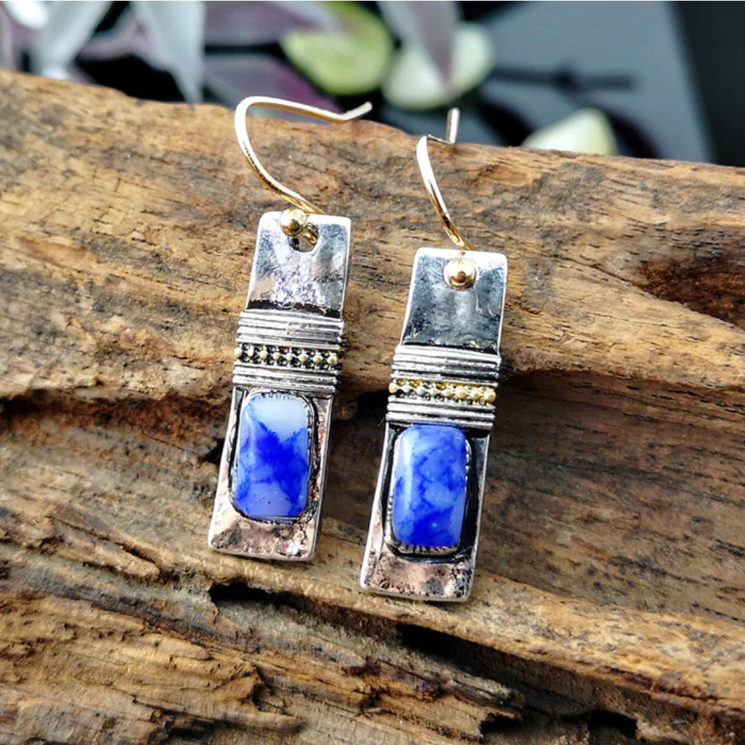 Vintage Rectangular Blue Earrings