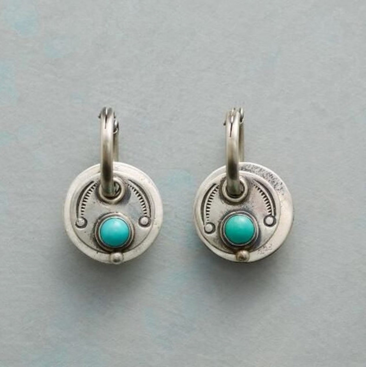 Vintage Turquoise Stone Silver Earrings