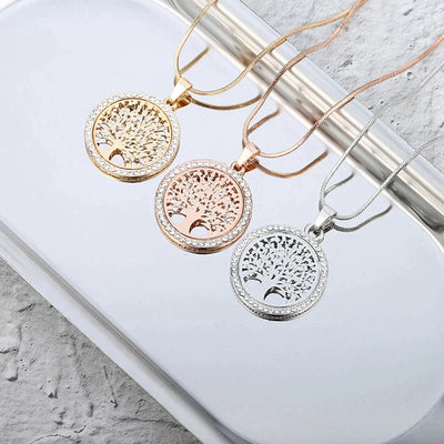 Tree of Life Pendant with Zirconia in Gold and Silver