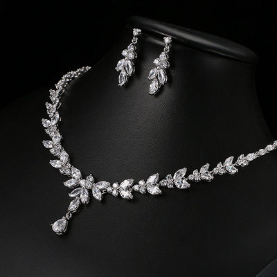 Zirconia Necklace + Earrings Set in Sterling Silver