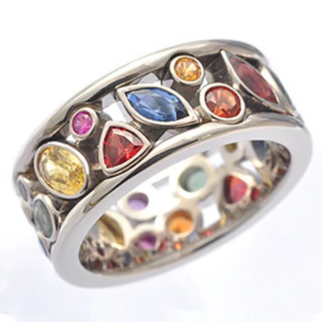 Colorful Zirconia Silver Ring