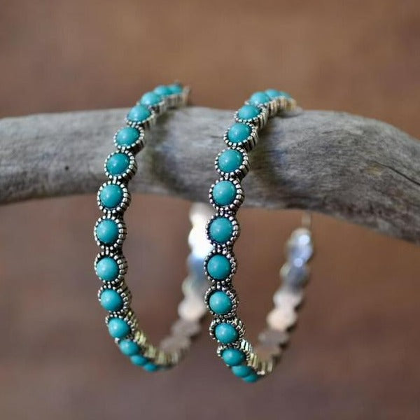 Vintage Turquoise Circle Earrings