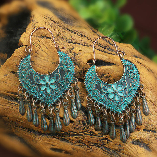 Vintage Blue Mandala Earrings