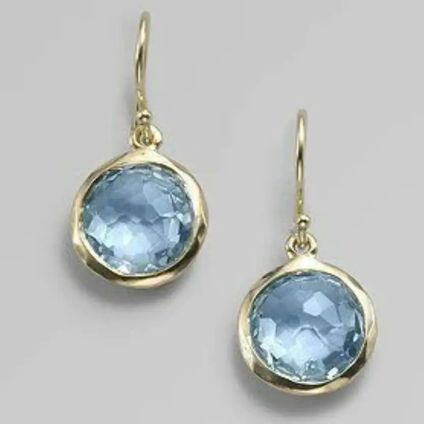 Vintage Blue Crystal Rounded Earrings