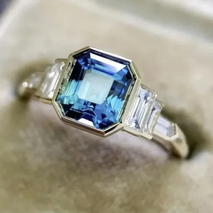 Vintage Blue Glass Zirconia Ring