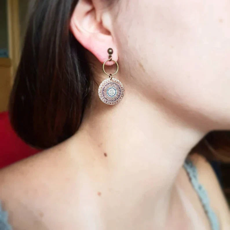 Mandala Boho Earrings in Gold