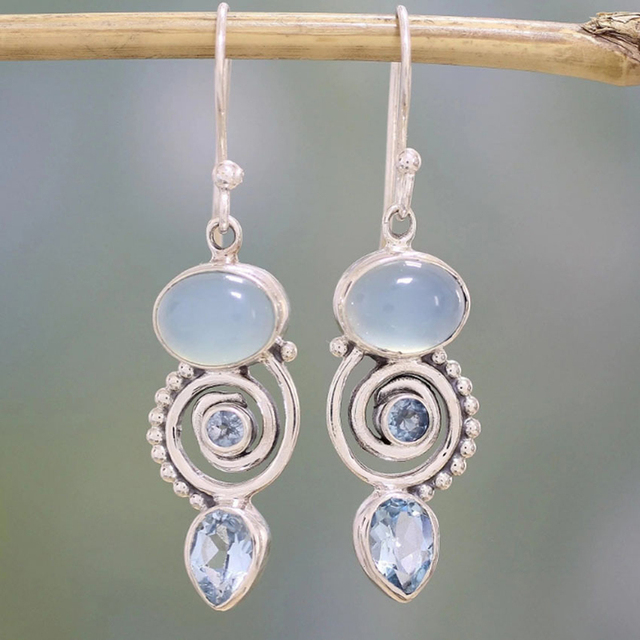 Vintage Moonstone Crystal Earrings