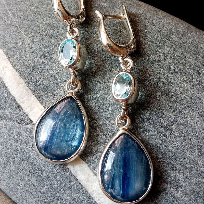 Vintage Blue Stone Drop Earrings