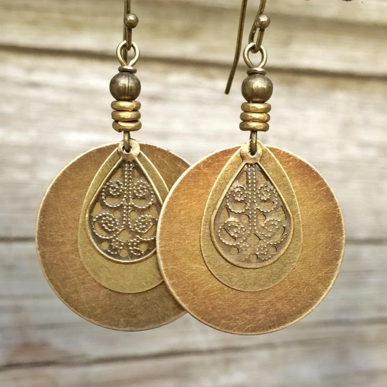 Vintage Rounded Golden Earrings