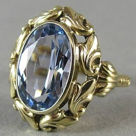 Vintage Hollow Blue Gold Ring