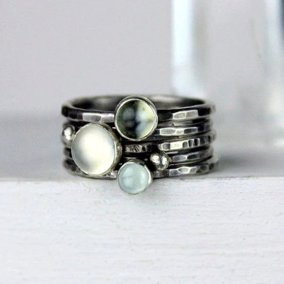 Vintage Moonstones Silver Ring