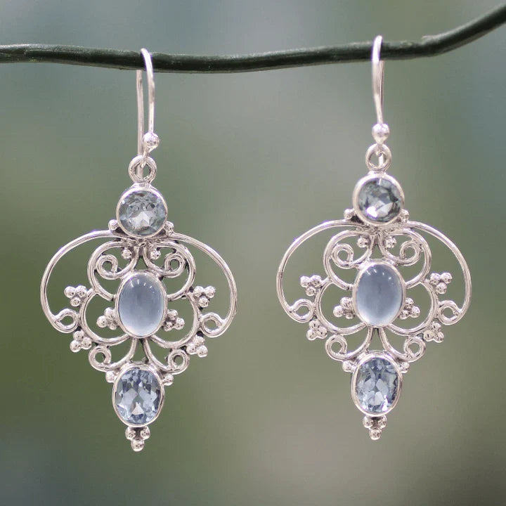 Vintage Mandala Moonstone Earrings