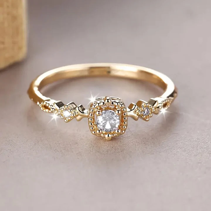Vintage Crystal Bright Golden Ring