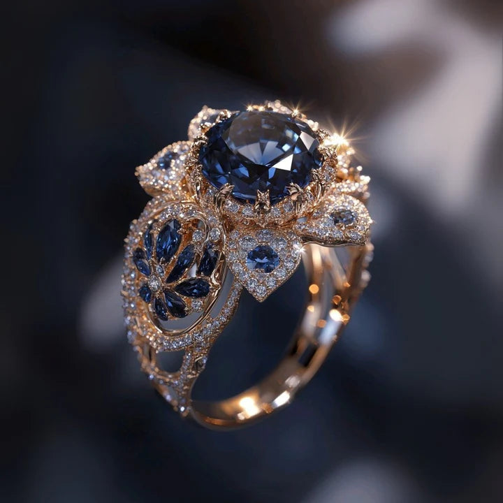 Sapphire Flower Exotic Ring
